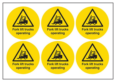 Fork Lift Trucks Operating Vinyl Labels On A Sheet