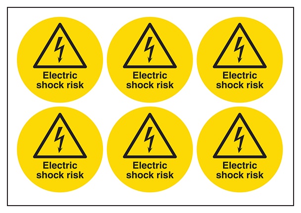 Electric Shock Risk Vinyl Labels On A Sheet