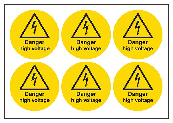 Danger High Voltage Vinyl Labels On A Sheet