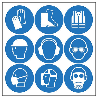 9 Mixed Ppe Vinyl Labels On A Sheet