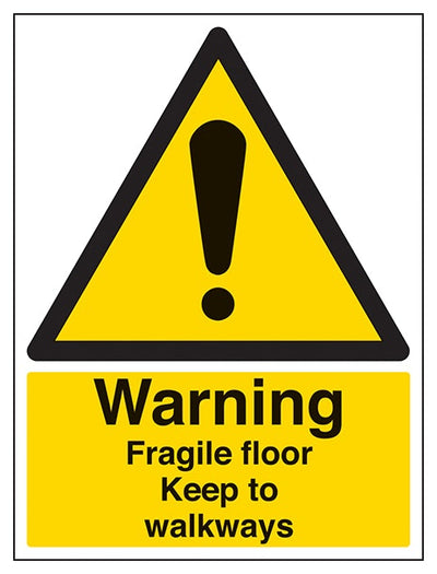 Warning Fragile Floor Keep To Walkways Portrait