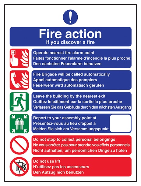 Multi Lingual Fire Action 6 Points Portrait