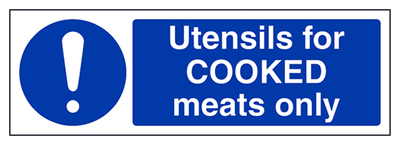 Utensils For Cooked Meats Only Sign - Landscape