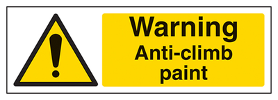Warning Anti-Climb Paint Sign - Landscape