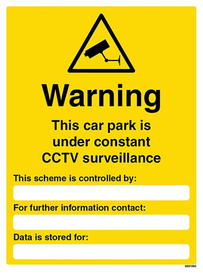Warning Car Park Under Surveillance Sign - Portrait