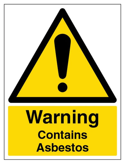 Warning Contains Asbestos Sign - Portrait