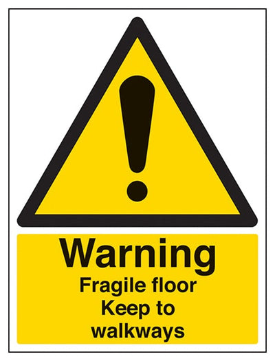 Warning Fragile Floor Keep To Walkways Sign - Portrait
