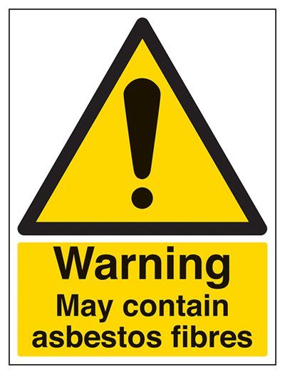 Warning May Contain Asbestos Fibres Sign - Portrait