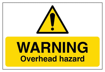 Warning Overhead Hazard Sign - Large Landscape