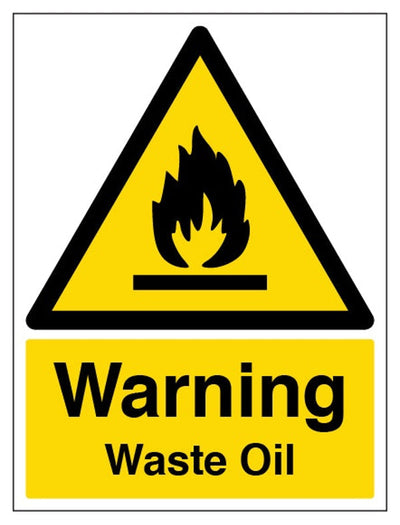 Warning Waste Oil Sign - Portrait