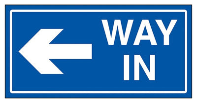 Way In Arrow Left Blue Sign