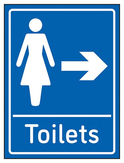 Womens Toilets Arrow Right Blue Sign