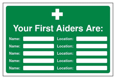 Your First Aiders Are Name Location Sign - Large Landscape